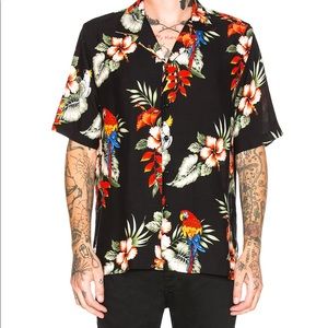 Rhude Black Floral Hawaiian Shirt
